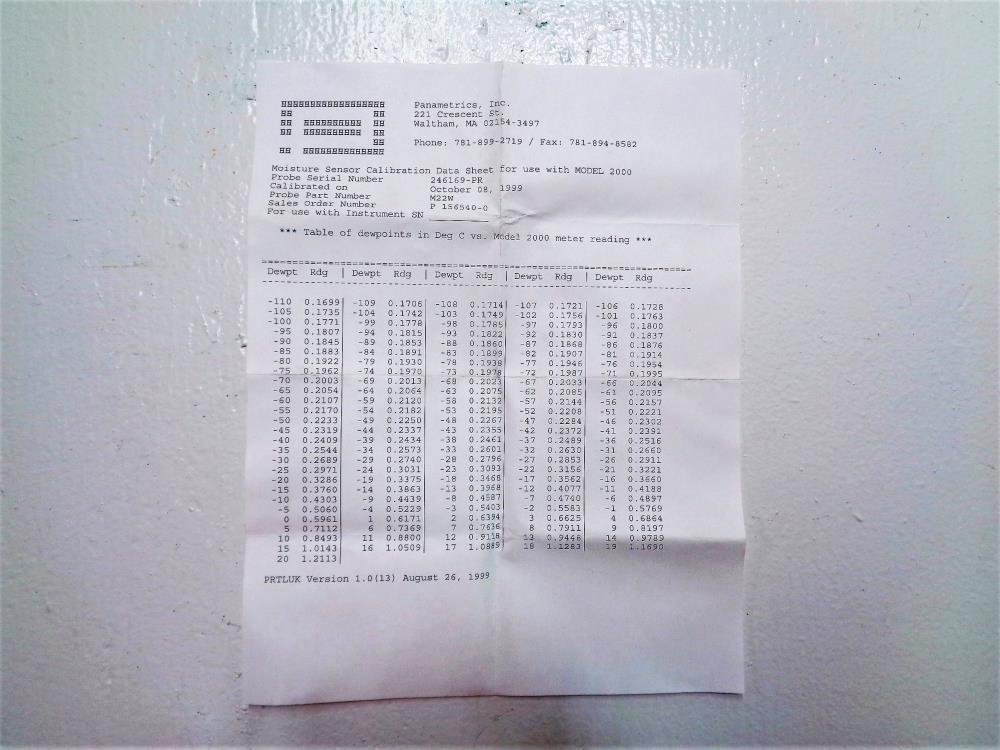 Panametrics M22W Moisture Sensor